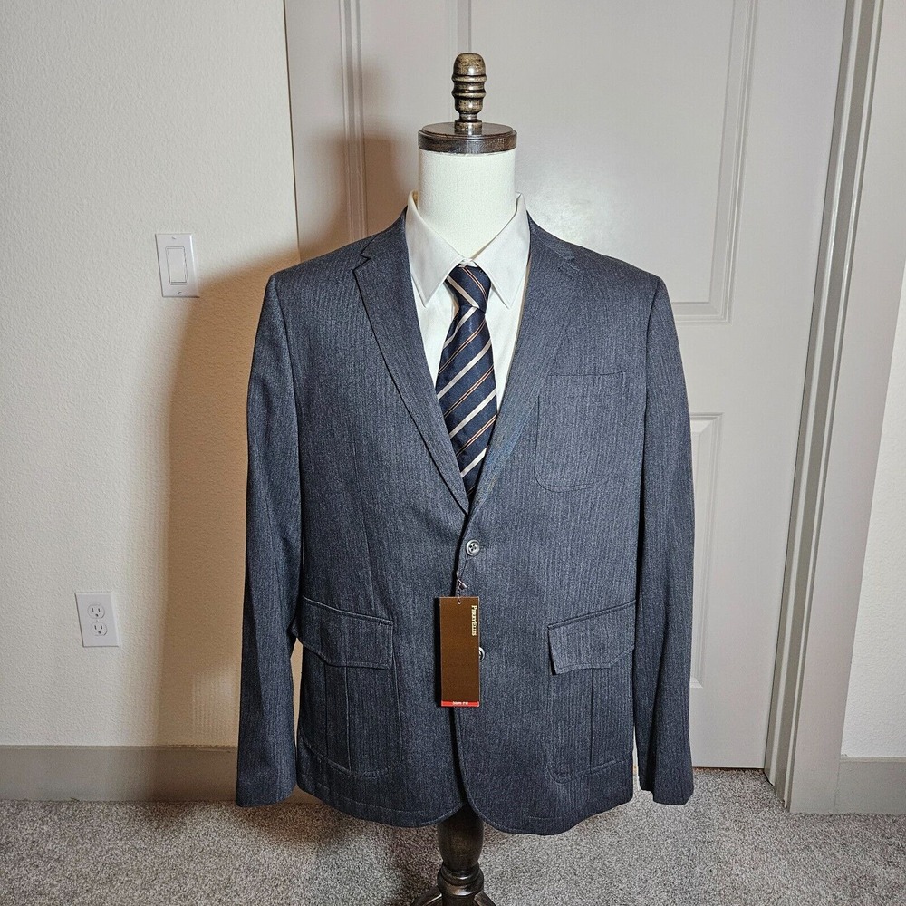 $175 NWT - Perry Ellis 44R Sim Fit Suit Blazer Sport Coat Men Charcoal Gray  NEW